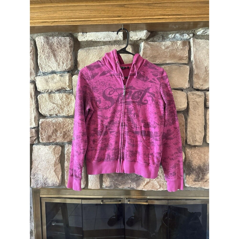 VTG 90s/Y2K Christian Audigier Smet Zip Up Hoodie 00s Pink Magenta M Women AOP